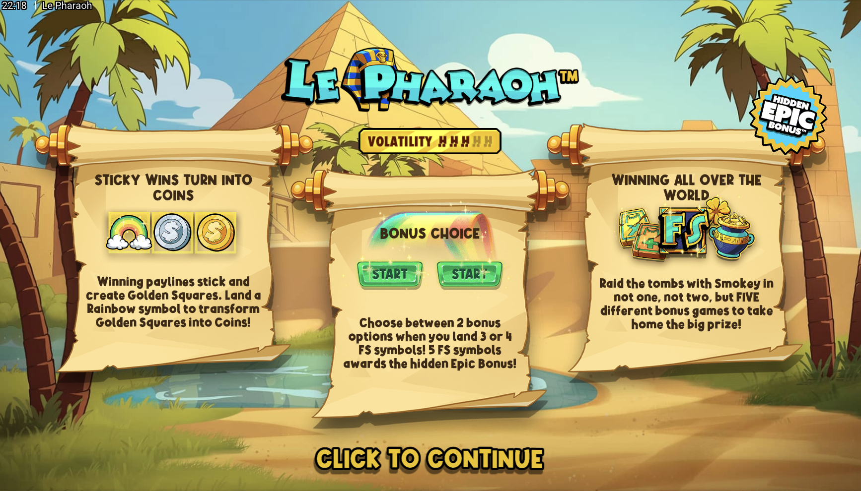 Le Pharaoh - Основной экран